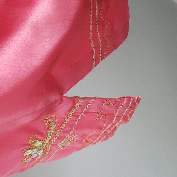 Beautiful Pink 100% Silk with Gold Thread/Sequins Design Dress - Picture 5 of 9